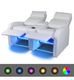 Fauteuil inclinable à LED à 2 places Cuir artificiel Blanc