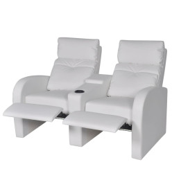 Fauteuil inclinable à LED à 2 places Cuir artificiel Blanc