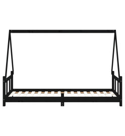 Cadre de lit pour enfants noir 90x200 cm bois de pin massif