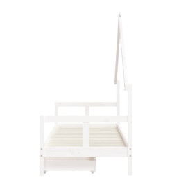 Cadre de lit enfant tiroirs blanc 80x200 cm bois de pin massif