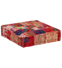 Pouf carré en coton fait à la main 50 x 50 x 12 cm Rouge