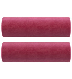 Coussins décoratifs 2 pcs Rouge bordeaux Ø15x50 cm Velours