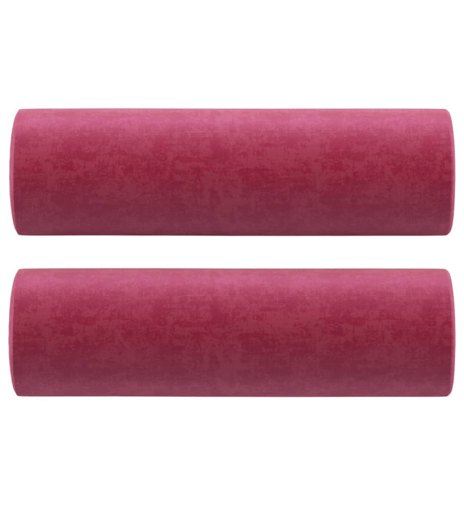 Coussins décoratifs 2 pcs Rouge bordeaux Ø15x50 cm Velours