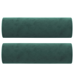 Coussins décoratifs 2 pcs Vert foncé Ø15x50 cm Velours