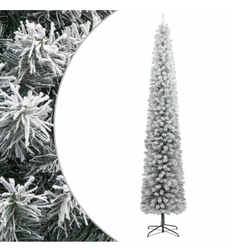 Sapin de Noël mince avec support et flocon de neige 270 cm PVC