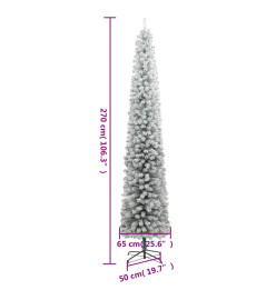 Sapin de Noël mince avec support et flocon de neige 270 cm PVC