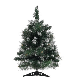 Sapin de Noël artificiel pré-éclairé et supports vert 60 cm PVC