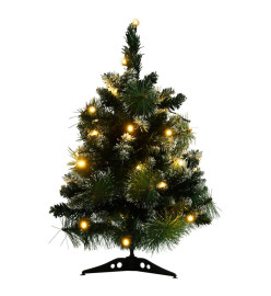 Sapin de Noël artificiel pré-éclairé et supports vert 60 cm PVC