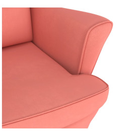 Fauteuil à bascule et pieds en bois massif d'hévéa Rose Velours