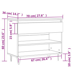 Armoire à chaussures Gris béton 70x36x60 cm Bois d'ingénierie