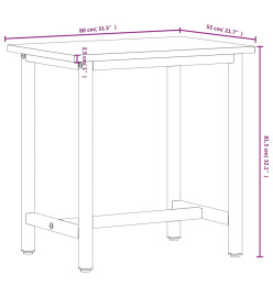 Établi 80x55x81,5 cm bois massif de hêtre et métal