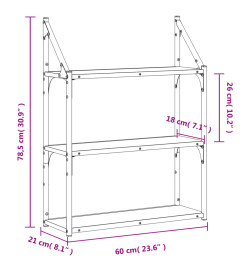 Étagère murale 3 niveaux chêne fumé 60x21x78,5 cm