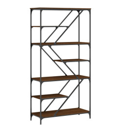 Bibliothèque chêne marron 91x36x176 cm bois ingénierie et acier