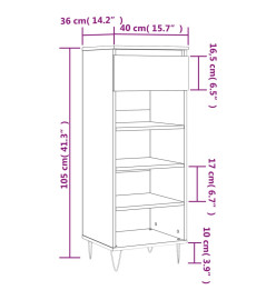 Armoire à chaussures Noir 40x36x105 cm Bois d'ingénierie