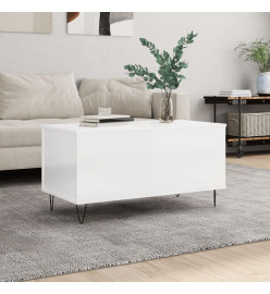 Table basse Blanc brillant 90x44,5x45 cm Bois d'ingénierie