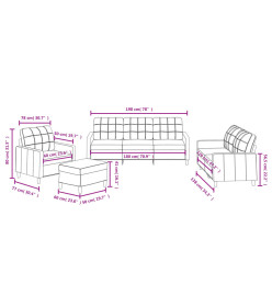 Ensemble de canapés 4 pcs avec coussins Jaune clair Tissu