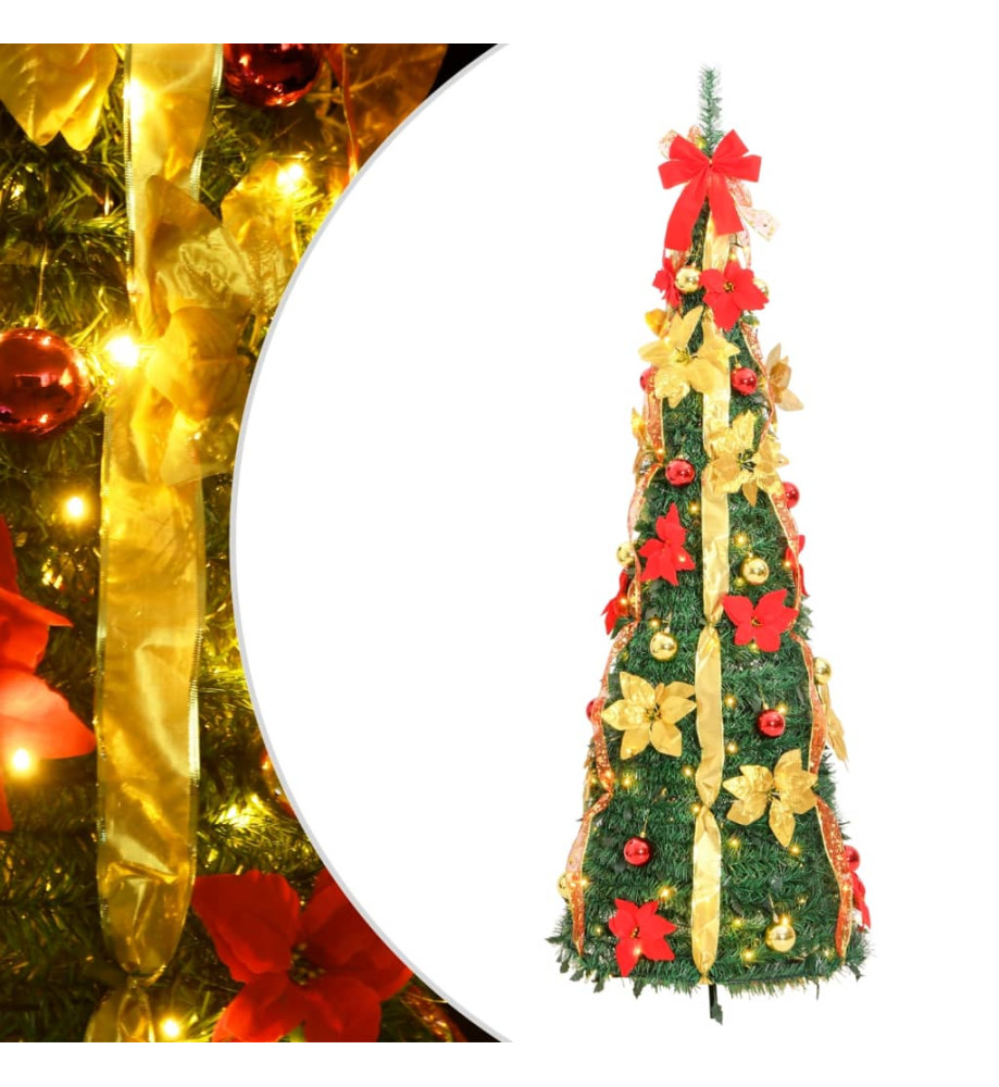 Sapin de Noël artificiel escamotable 50 LED vert 120 cm