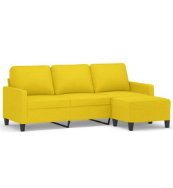 Canapé à 3 places avec repose-pieds Jaune clair 180 cm Tissu