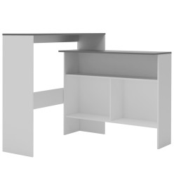 Table de bar avec 2 dessus de table Blanc et gris 130x40x120 cm