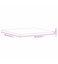 Dessus de table 80x80x4 cm carré bois massif de hêtre