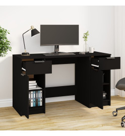 Bureau avec armoire latérale Noir Bois d'ingénierie