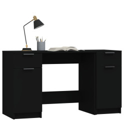 Bureau avec armoire latérale Noir Bois d'ingénierie