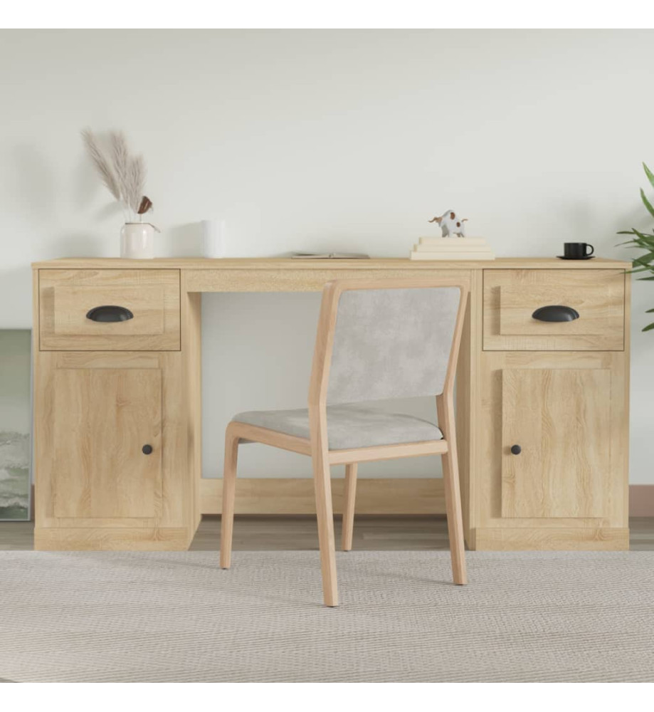 Bureau avec armoire chêne sonoma bois d'ingénierie