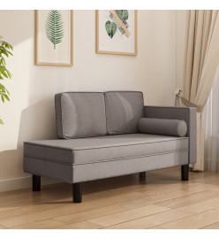 Chaise longue avec coussins et traversin taupe tissu