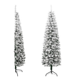 Demi sapin de Noël artificiel mince avec neige floquée 180 cm