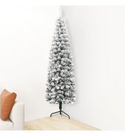 Demi sapin de Noël artificiel mince avec neige floquée 180 cm