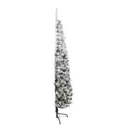 Demi sapin de Noël artificiel mince avec neige floquée 180 cm