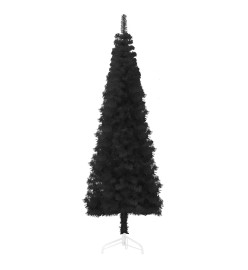 Demi sapin de Noël artificiel mince avec support Noir 210 cm