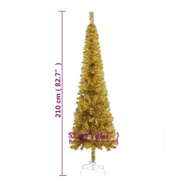 Sapin de Noël étroit Doré 210 cm