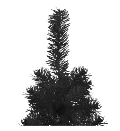 Demi sapin de Noël artificiel mince avec support Noir 150 cm