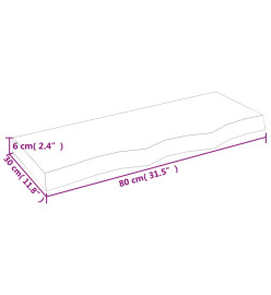 Comptoir de salle de bain 80x30x6 cm bois massif non traité