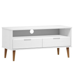 Meuble TV MOLDE Blanc 106x40x49 cm Bois de pin massif