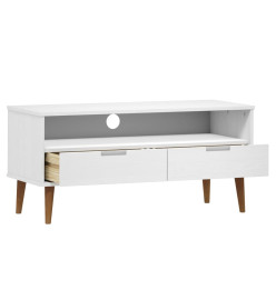 Meuble TV MOLDE Blanc 106x40x49 cm Bois de pin massif