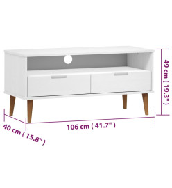 Meuble TV MOLDE Blanc 106x40x49 cm Bois de pin massif