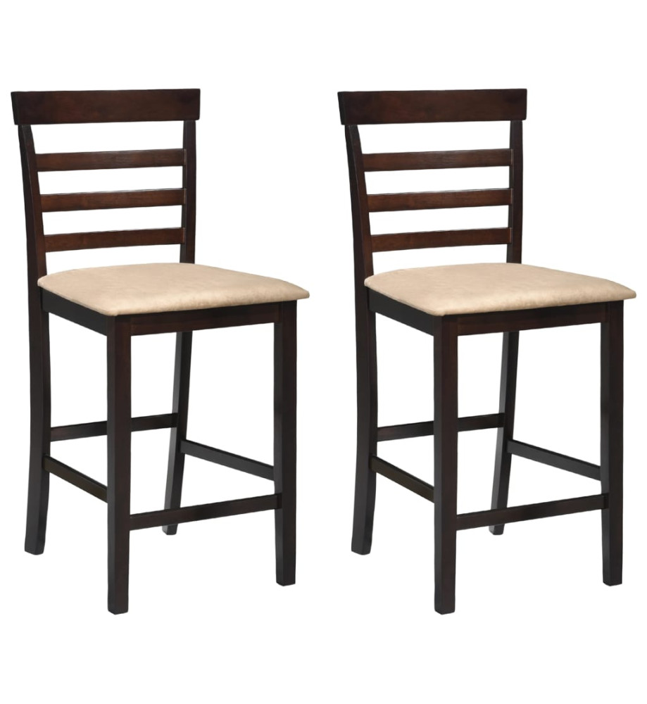 Chaises de bar lot de 2 marron tissu