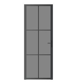 Porte intérieure 76x201,5 cm Noir Verre ESG et aluminium