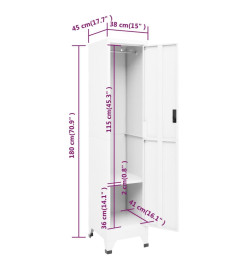 Armoire à casiers Blanc 38x45x180 cm Acier