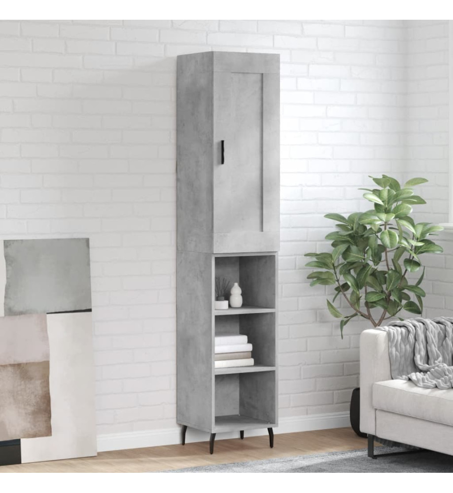 Buffet haut Gris béton 34,5x34x180 cm Bois d'ingénierie Buffet haut Gris béton 34,5x34x180 cm Bois d'ingénierie