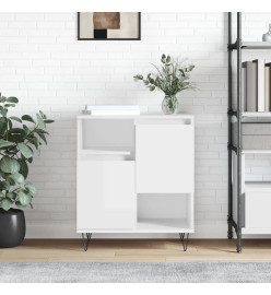 Buffet Blanc brillant 60x35x70 cm Bois d'ingénierie