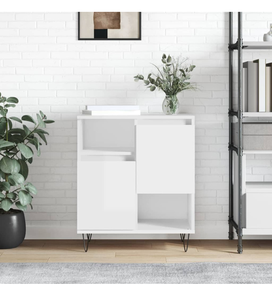 Buffet Blanc brillant 60x35x70 cm Bois d'ingénierie Buffet Blanc brillant 60x35x70 cm Bois d'ingénierie