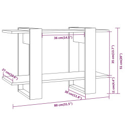 Bibliothèque/Séparateur de pièce Chêne fumé 80x30x51 cm