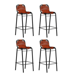 Ensemble de bar 5 pcs Bois massif recyclé et cuir de chèvre