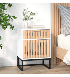 Table de chevet blanc 40x30x55,5 cm bois d’ingénierie et fer