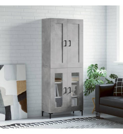 Buffet haut Gris béton 69,5x34x180 cm Bois d'ingénierie