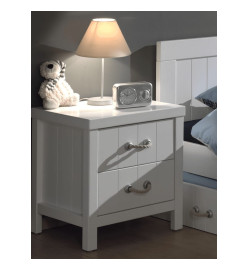 Vipack Table de chevet 2 tiroirs Lewis Bois Blanc