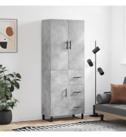 Buffet haut Gris béton 69,5x34x180 cm Bois d'ingénierie